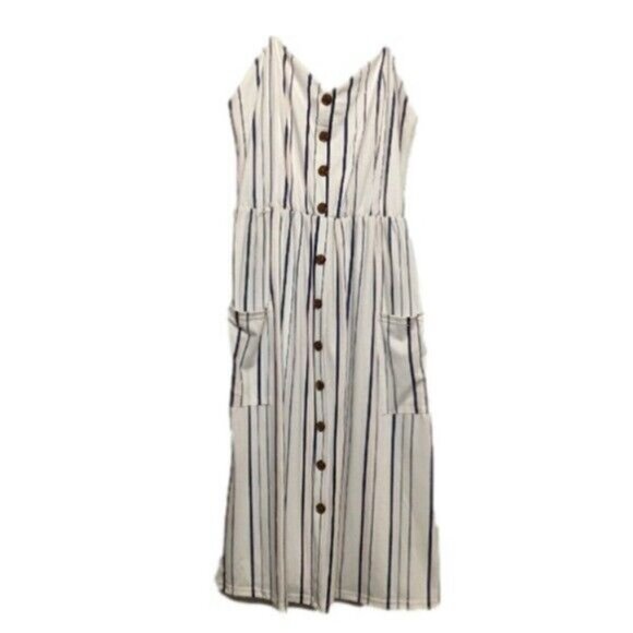 𝅺ANGASHION Striped Strap Dress Large - Picture 1 of 5